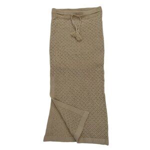 Beige Crochet Knit Skirt With Drawstring Waist & Tassel, Size M, NWOT.